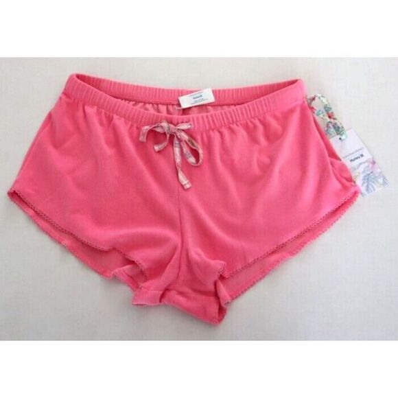 LoveShackFancy x Hurley HLSFC002 Women's Sz S Pink Terry Cloth Walk Shorts $50 - Picture 1 of 8